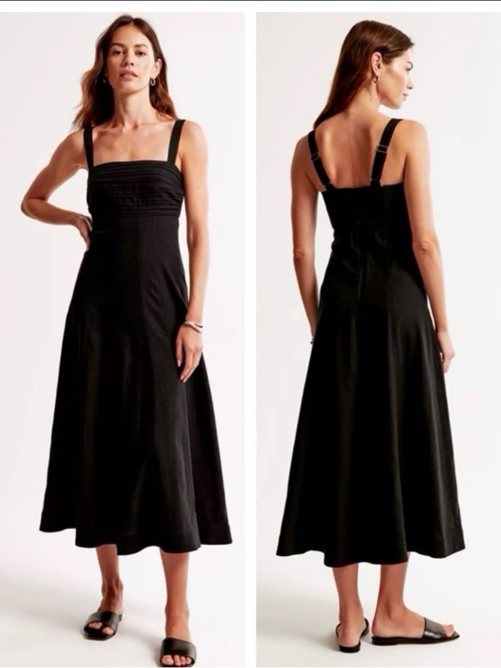 Abercrombie & Fitch | Black Linen Midi Dress | XL